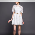 Metal Wave Pattern Woven Belt Women's Waist Chain Simple Dress Belt