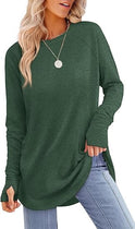 Solid Color Split-finger Long-sleeved Shirt Loose Mid-length