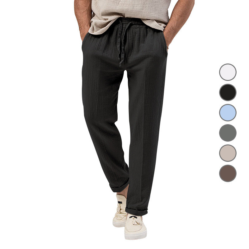 Summer Men's Breathable Solid Color Trousers Plus Size Loose Casual Pants