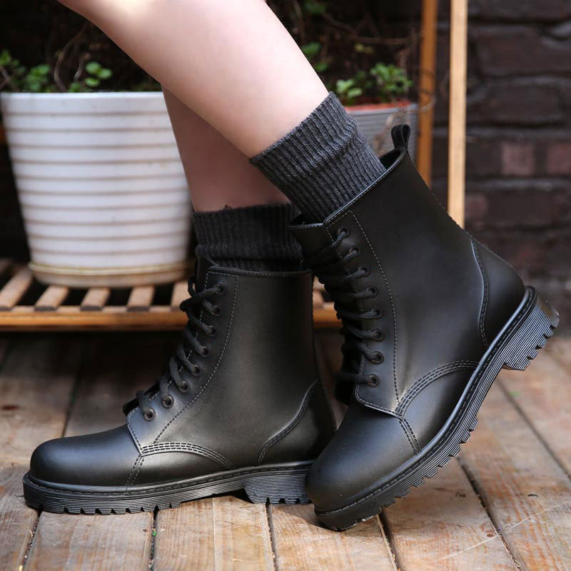 Ladies Fashion Non-slip Low Tube Plus Velvet Rain Boots