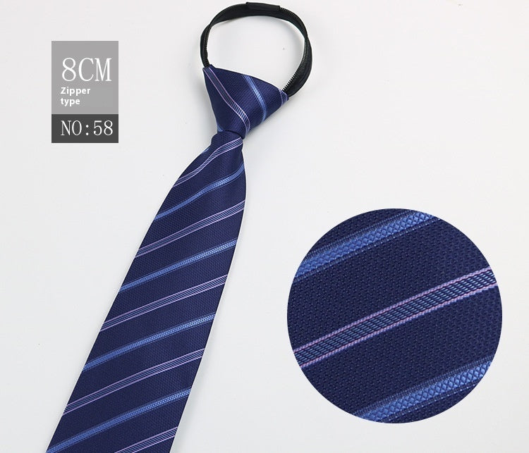 Black Men's Tie Striped Blue Business Tie Lazy Zip Tie In Stock Wholesale Pull Peels