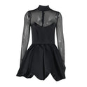 Socialite Style Elegant Slim-fit Bubble Hem Mesh Sexy Dress Women