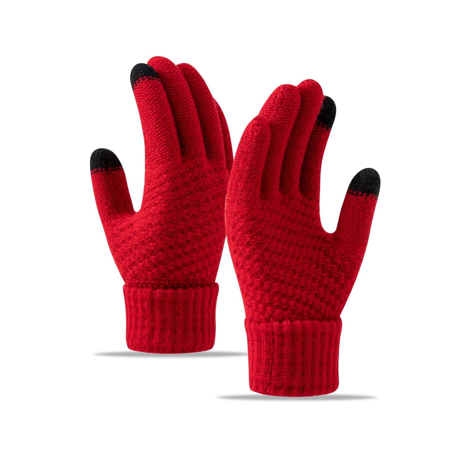 Fleece-lined Wind-proof And Cold Protection Cycling Knitted Warm Gloves