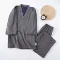 Cotton Double-layer Pajamas Striped Japanese Lace-up Suit