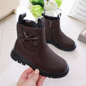 Korean Style Mid-tube Boots British Style Leather