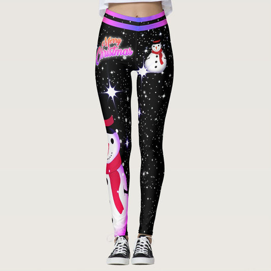 Christmas Printed Sports Hip Raise High Waist Leggings