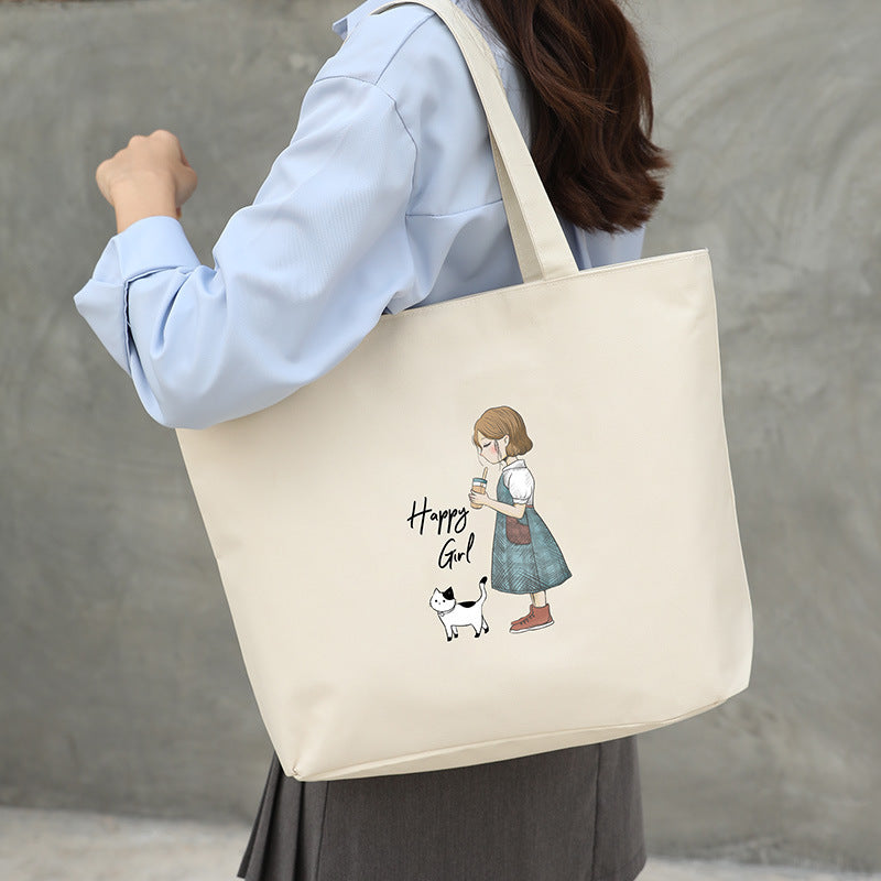 Women's Canvas Bag New Shoulder Handbag Student Tote One Piece