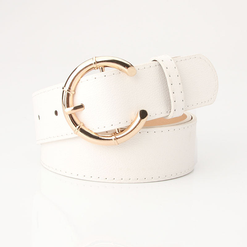 Women's Belt Alloy Pin Buckle C- Shaped Buckle Head Belt