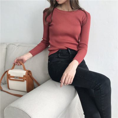 Base T Shirt Women's Small Slim Fit All Match Knitted Base Shirt