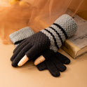 Fleece-lined Knitting Wool Cold-proof Gloves