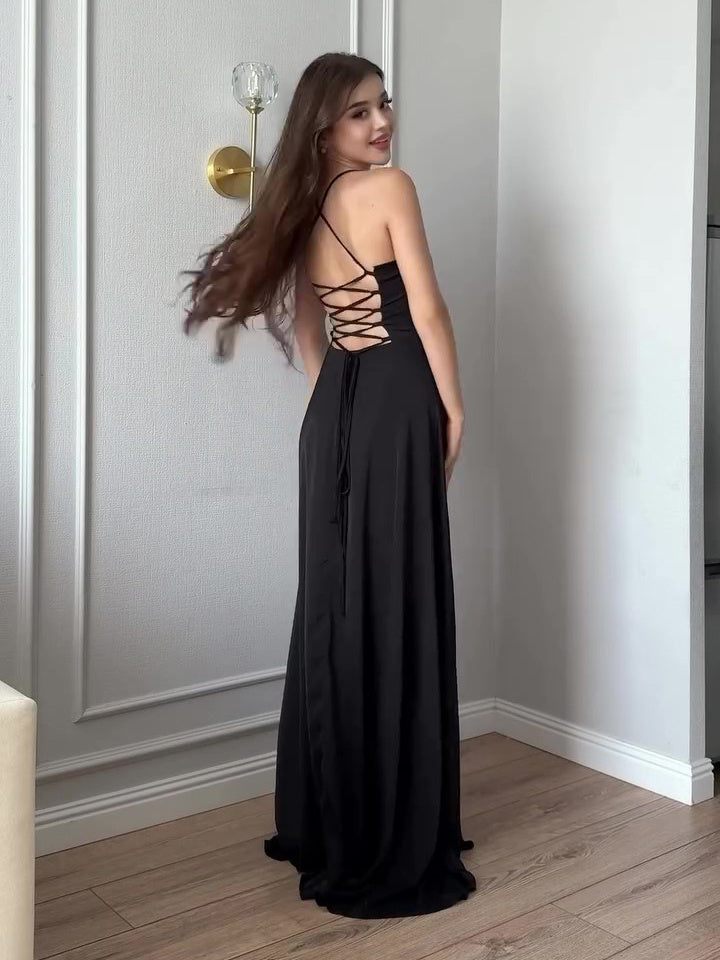 Backless Strappy Black Dress