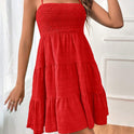 Strap Solid Color Texture Dress