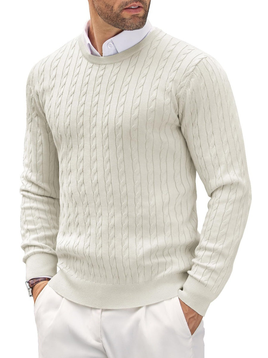 Round Neck Knitted Sweater Twisted Flower Slim Fit