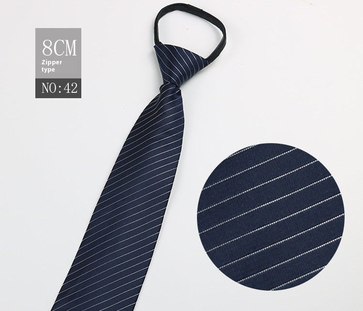 Black Men's Tie Striped Blue Business Tie Lazy Zip Tie In Stock Wholesale Pull Peels