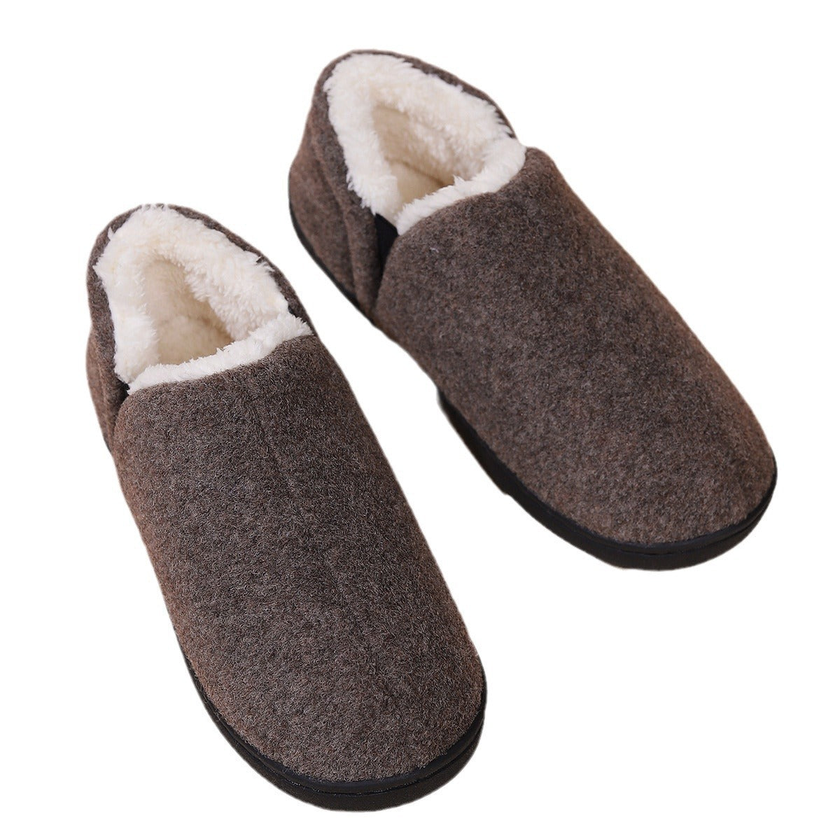 Casual All-inclusive Fur Collar Outer Wear Indoor Shoes Comfortable Memory Foam Winter Ankle Wrap Cotton Slippers