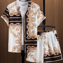 Printed Casual Men's Shirt And Shorts Two-piece Set