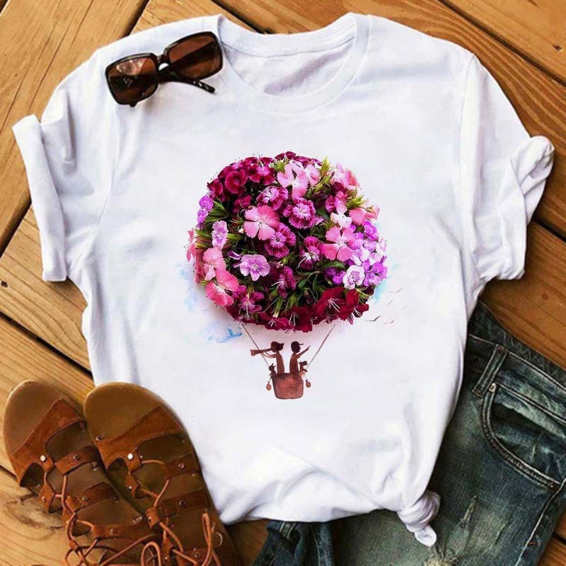 Ice Cream Flower Print Men And Women Couple Short Sleeve