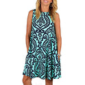 European And American Printed Sleeveless Printed Dress