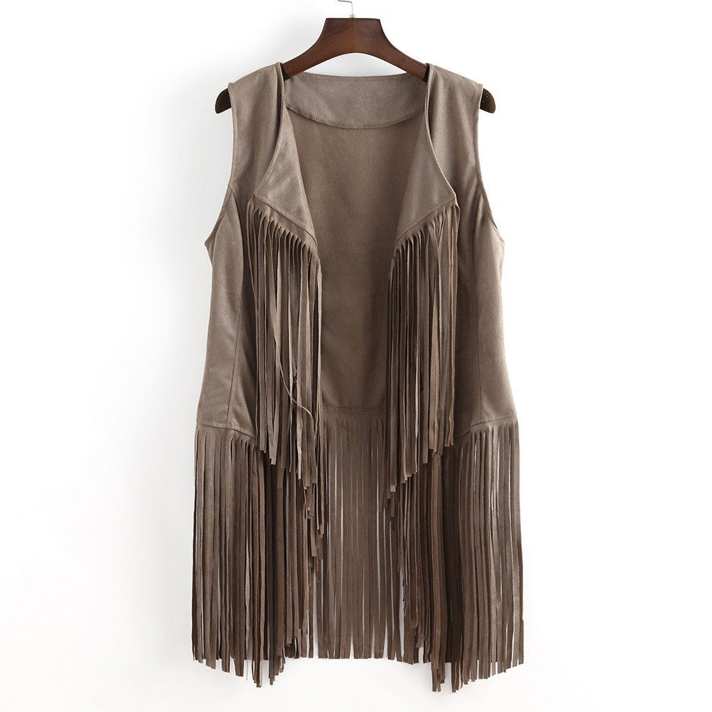 Fashion Thin Tassel Sleeveless Vest Women