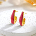 Fashion Stainless Steel Hook Enamel Earrings