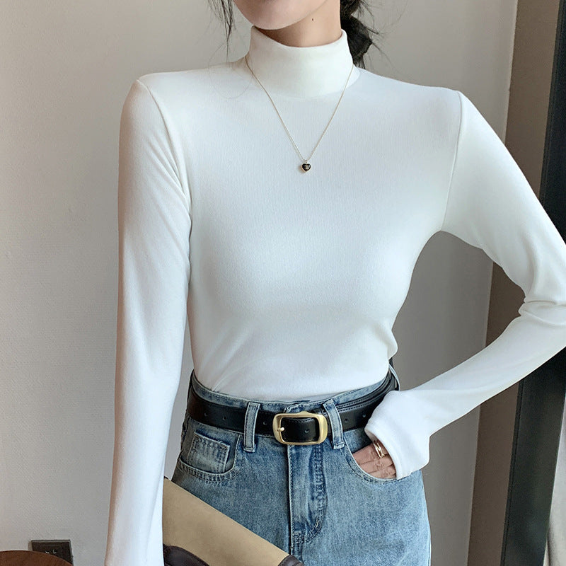 Half Turtleneck Double-sided Dralon Bottoming Shirt For Women Spring And Autumn