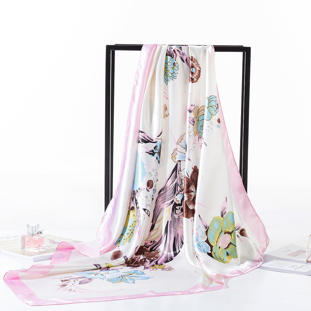 Sun Protection Scarf Ladies Flower Print Square