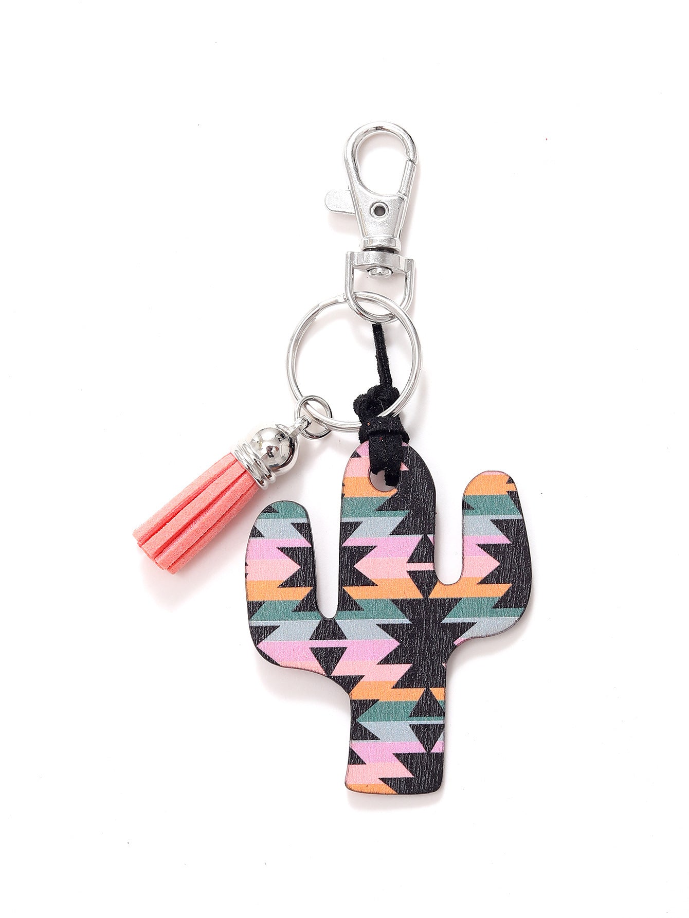 Wooden Cactus Keychain Leopard Flower