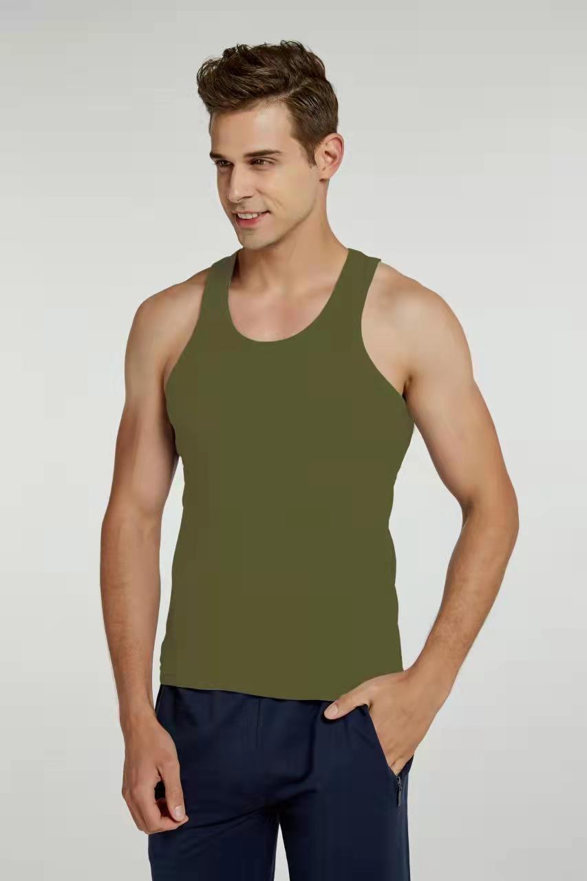 Men's Vest Cotton Slim Fit Sports Bottoming Shirt Breathable Stretch Underwear