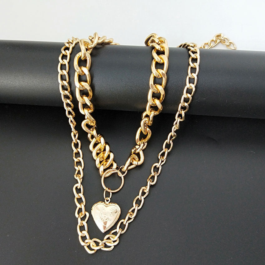 Creative Love Pendant Necklace Double Layer Female Necklace