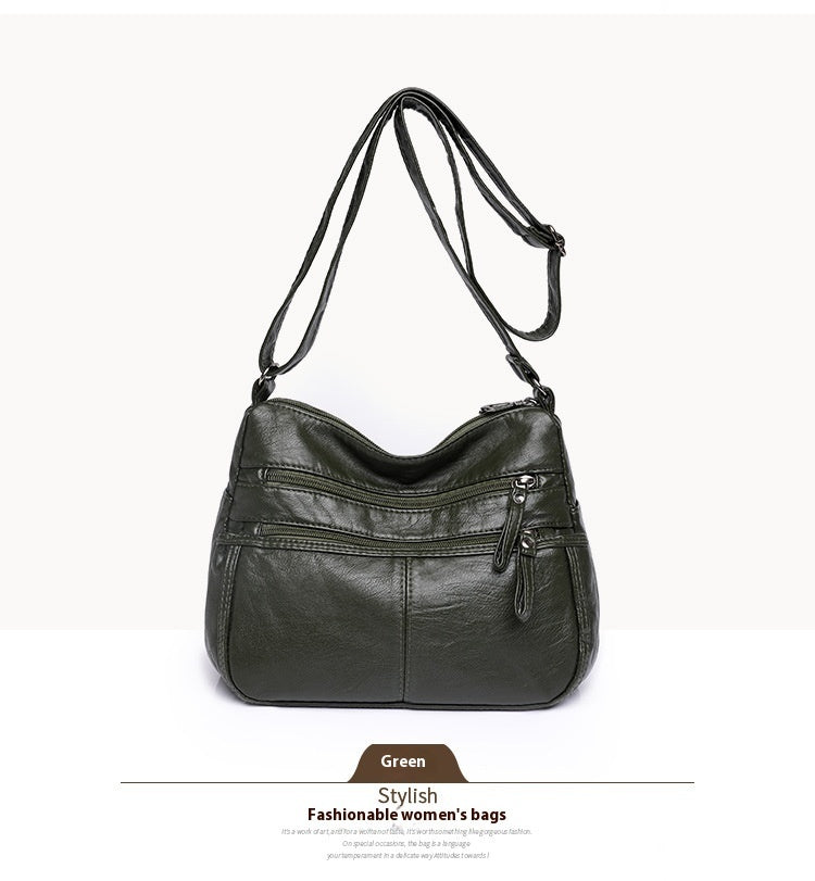 Messenger Bag Shoulder Washed Soft Leather Middle-aged And Elderly Versatile