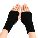 Rhombus Fashion Oversleeve Knitted Wool Keep Warm Half Finger Gloves