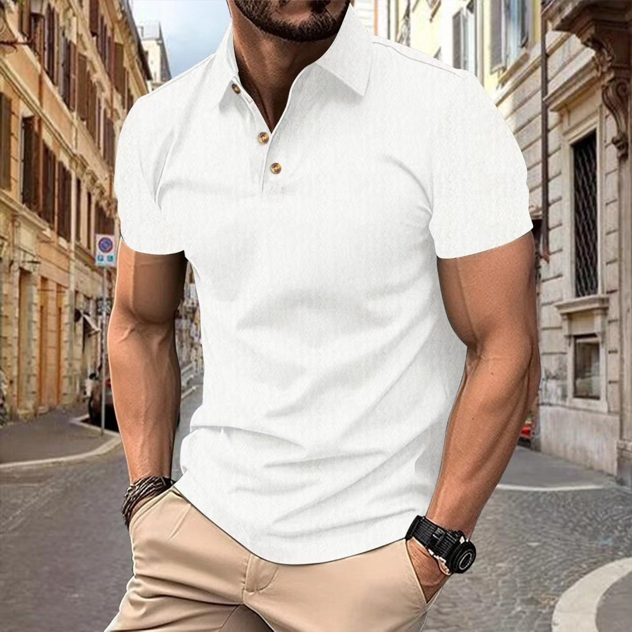 European And American Casual Lapel Short Sleeve