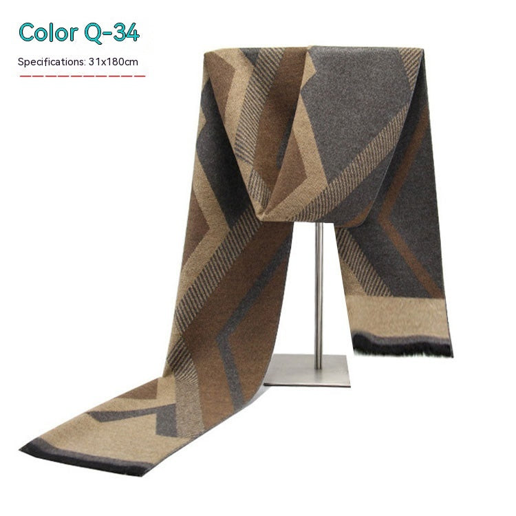 Men's Striped Winter Warm Artificial Cashmere Scarf