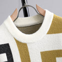 Men's Letter Jacquard Round Neck Loose Casual Sweater