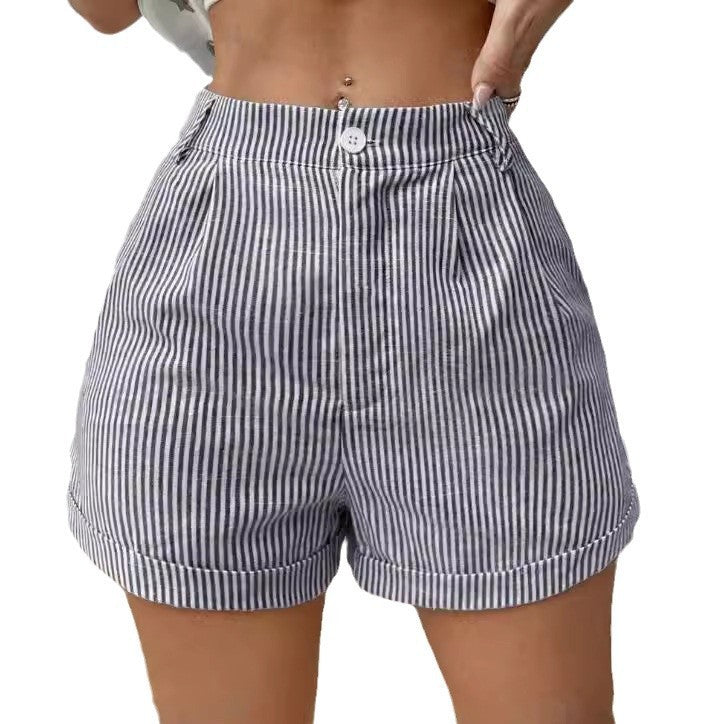 Women's Fashion Striped Pocket Shorts