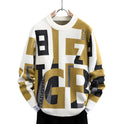 Men's Letter Jacquard Round Neck Loose Casual Sweater