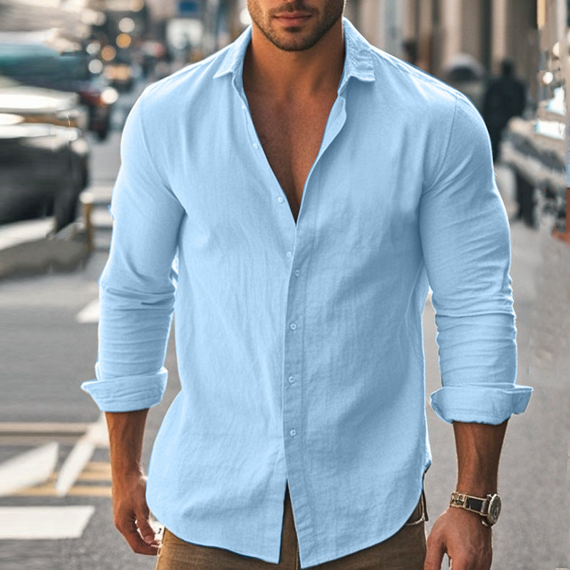 Men's Cotton And Linen Shirt High Elastic And Comfortable