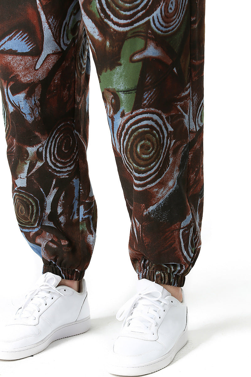 Men's Cotton And Linen Print Pencil Pants