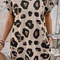 Women's Leopard Print Batwing Sleeve Holiday Beach Casual Dress