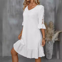 Lace Patchwork Flared Sleeves Casual Dress