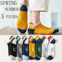 Short Spring And Summer Solid Color Men's Thin Breathable Boat Socks Trendy Athletic Socks