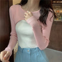 Hem High Waist Knitted Sweater Slimming Mix And Match Small Shawl Sweater Women