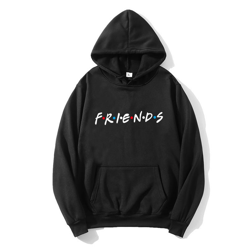 Women's Letter Friend Print Long Sleeve Hooded Sweatshirt