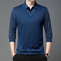 Men's Autumn False Two-piece Shirt Collar T-shirt Long Sleeve Knitwear Top