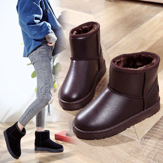 Fashion Women's Flat Warm And Suede Leather Boots