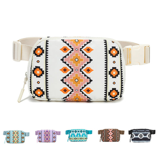 New Bohemian Print Waist Bag With Adjustable Shoulder Strap Fashion Casual Outdoor Running Crossbody Bag For Women