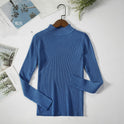 Solid Color Pit Strip Knit Pullover Half Turtleneck Sweater Bottoming Shirt