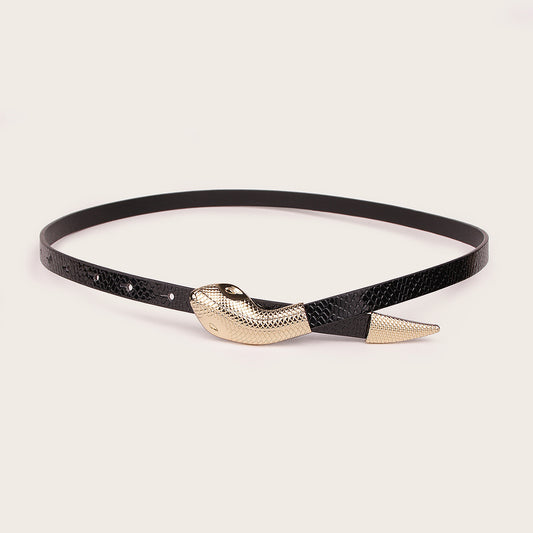 Mirror Patent Leather Snakeskin Snap Belt