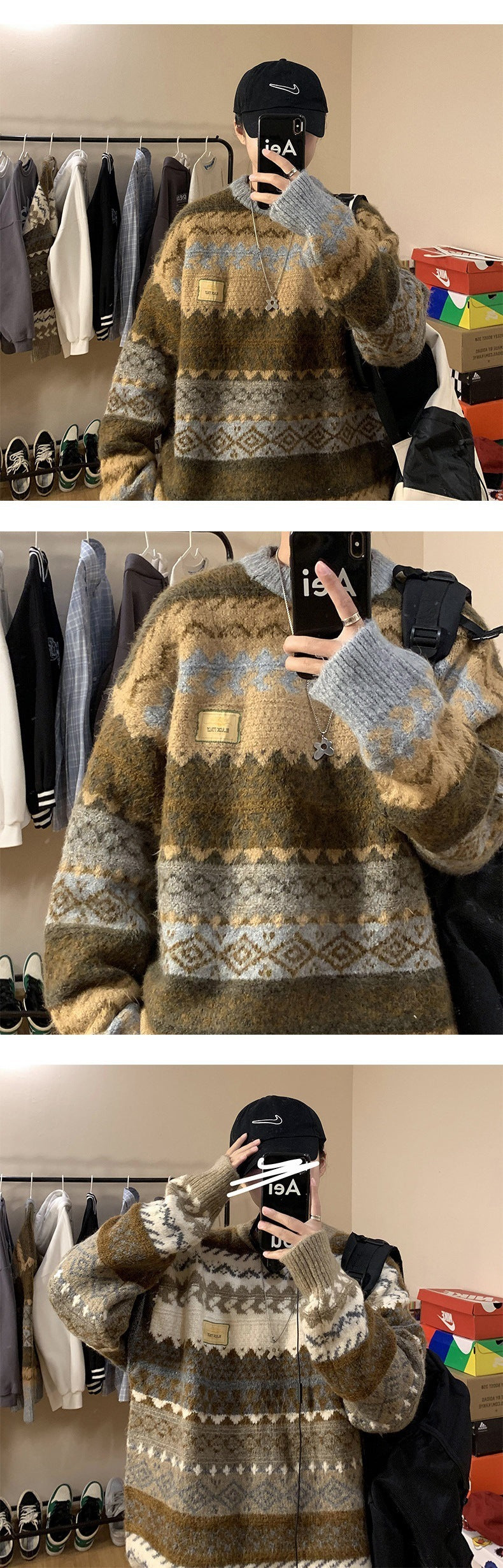 Lazy Sweater Men's Retro Autumn And Winter Thickened Ins Fashion