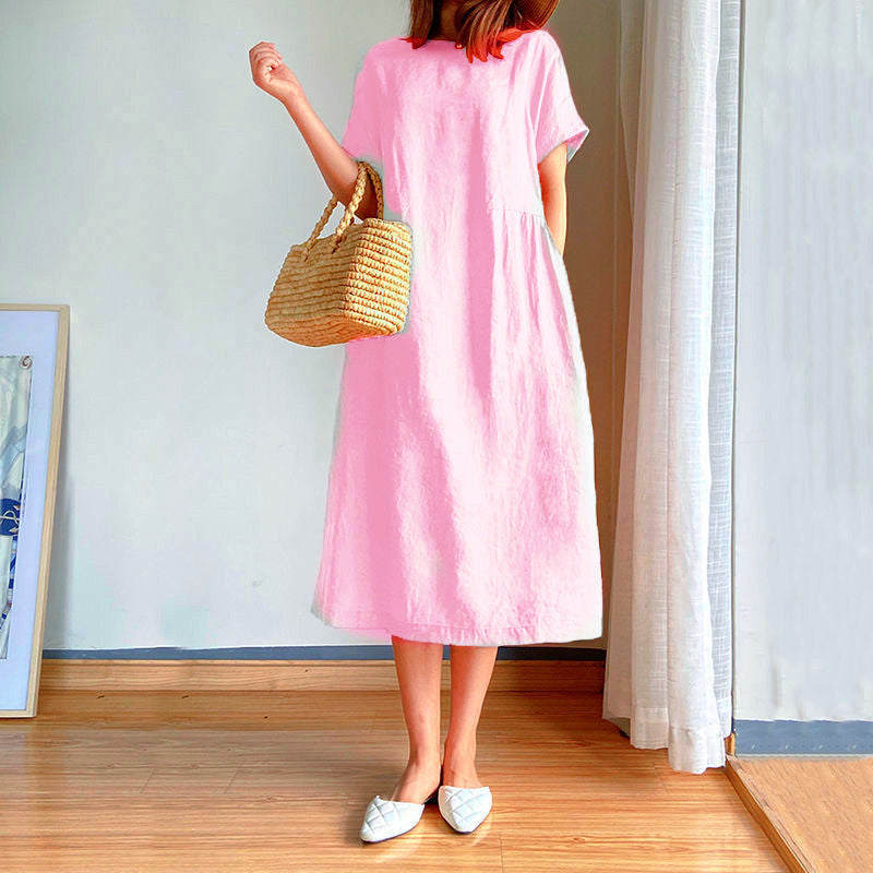 Simple Literary Fan Loose Slim Dress